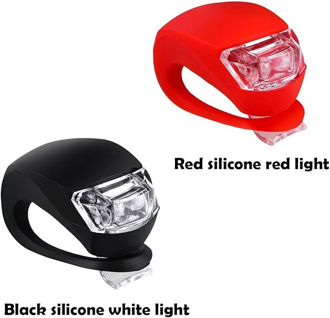 Bicycle Light Front and Rear Silicone LED Bike Light Set - Bike Headlight and Taillight,Waterproof & Safety Road,Mountain Bike Lights,Batteries Included
