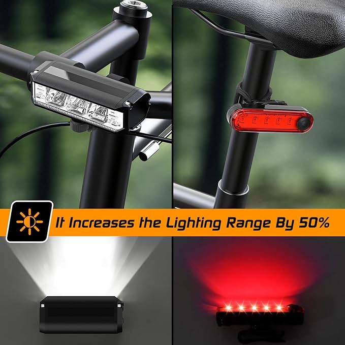 LED Bike Light for Night Riding, 2025 Upgraded Bright Rechargeable Bicycle Light Set 5 Modes IPX6 Waterproof MTB Off-Road Cycling Commuting