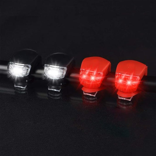 Bicycle Light Front and Rear Silicone LED Bike Light Set - Bike Headlight and Taillight,Waterproof & Safety Road,Mountain Bike Lights,Batteries Included