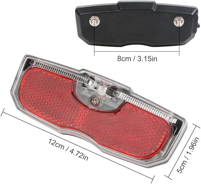 Bike Tail Light, Bicycle Rear Reflector Tail Light for Luggage Rack Aluminum Alloy Reflective Taillight, 80mm Screw Mounted/Easy Release (Battery NOT Included)