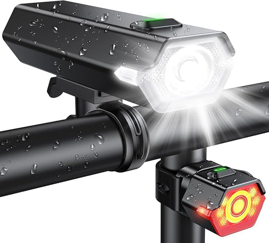 1000 Lumen Super Bright Bike Lights, 4+6 Modes Rechargeable Bicycle Lights Front & Rear with Side Lights, IP65 Waterproof & 360°Rotatable Bike Headlight for Day/Night Riding Safety