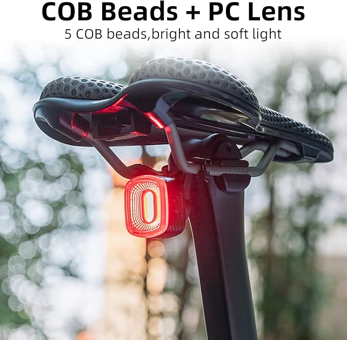 Smart Bike Tail Light for Night Riding Brake Sensing Bicycle Rear Lights USB Rechargeable IPX6 Waterproof Bright LED Bike Light 260mah Cycling Safety Road BikeTaillight Accessories 4 Modes