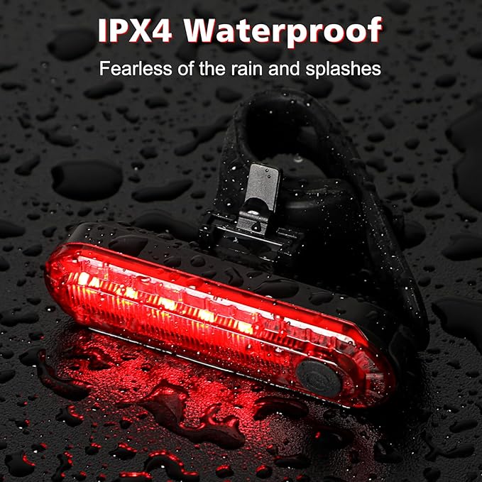 USB Rechargeable LED Bike Tail Lights 2 Pack, Bright Bicycle Cycling Rear Light, 4 Light Mode Options Safety Bike Light for Adults Kids Men Women Road Mountain(2 USB Cables Included)