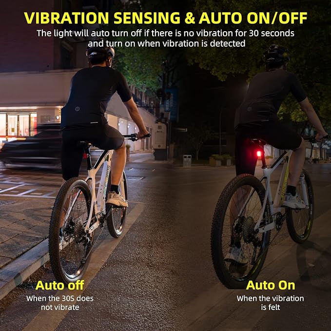 Smart Bike Tail Light for Night Riding Brake Sensing Bicycle Rear Lights USB Rechargeable IPX6 Waterproof Bright LED Bike Light 260mah Cycling Safety Road BikeTaillight Accessories 4 Modes
